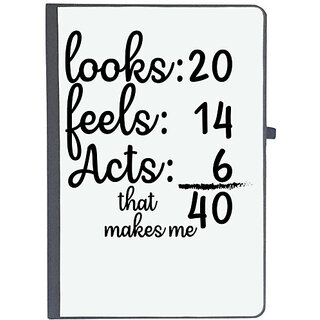                       UDNAG Ruled Notebook Diary 'Age | looks 20 feels 14 acts 6 that makes me', [A5 80Pages 80GSM]                                              