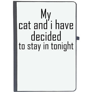                       UDNAG Ruled Notebook Diary 'Cat | my dog and i have decided to stay in tonight', [A5 80Pages 80GSM]                                              