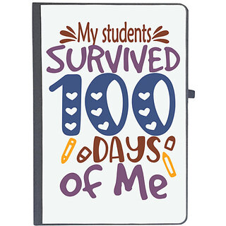                      UDNAG Ruled Notebook Diary 'Teacher | My students Grade survived 100 days of me', [A5 80Pages 80GSM]                                              