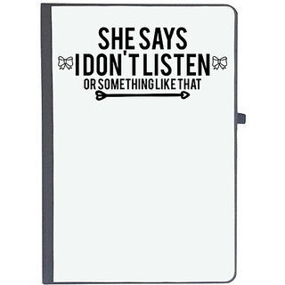                       UDNAG Ruled Notebook Diary '| she says i don't listenor something like that', [A5 80Pages 80GSM]                                              