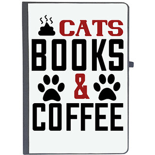                       UDNAG Ruled Notebook Diary 'Books Cat Coffee | cats books and coffee', [A5 80Pages 80GSM]                                              
