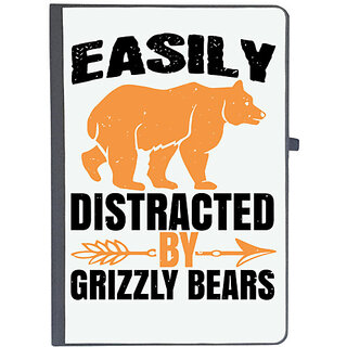                       UDNAG Ruled Notebook Diary 'Bear | easily distracted by grizzly bears', [A5 80Pages 80GSM]                                              