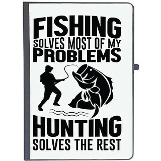                       UDNAG Ruled Notebook Diary 'Fishing Hunting | Fishing solves', [A5 80Pages 80GSM]                                              