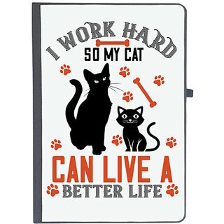                       UDNAG Ruled Notebook Diary 'Cat | i work hard so my cat can live a better life', [A5 80Pages 80GSM]                                              