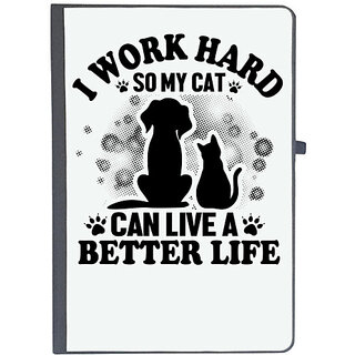                       UDNAG Ruled Notebook Diary 'Cat | I work hard', [A5 80Pages 80GSM]                                              