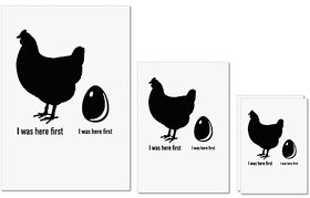 UDNAG Untearable Waterproof Stickers 155GSM 'Chicken & egg | Story of Chicken and Egg' A4 x 1pc, A5 x 1pc & A6 x 2pc