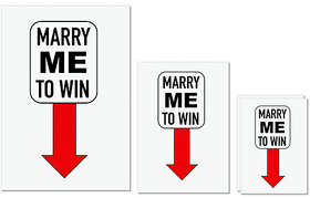 UDNAG Untearable Waterproof Stickers 155GSM 'Marry me to win this' A4 x 1pc, A5 x 1pc & A6 x 2pc