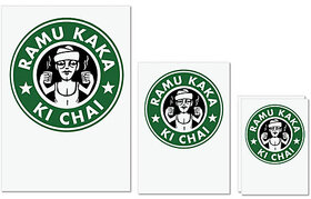 UDNAG Untearable Waterproof Stickers 155GSM 'Chai | Ramu Kaka Ki Chai' A4 x 1pc, A5 x 1pc & A6 x 2pc
