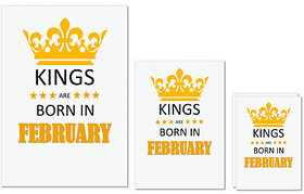 UDNAG Untearable Waterproof Stickers 155GSM 'Birthday | Kings are born in February' A4 x 1pc, A5 x 1pc & A6 x 2pc