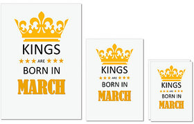 UDNAG Untearable Waterproof Stickers 155GSM 'Birthday | Kings are born in March' A4 x 1pc, A5 x 1pc & A6 x 2pc