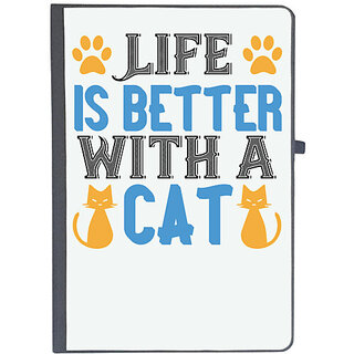                       UDNAG Ruled Notebook Diary 'Cat | life is better with cat', [A5 80Pages 80GSM]                                              