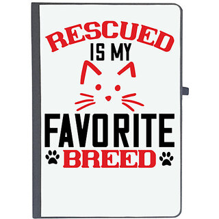                       UDNAG Ruled Notebook Diary 'Cat | rescued is my favorite breed', [A5 80Pages 80GSM]                                              