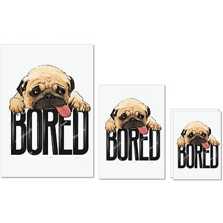                       UDNAG Untearable Waterproof Stickers 155GSM 'Pug | A4 x 1pc, A5 x 1pc & A6 x 2pc                                              