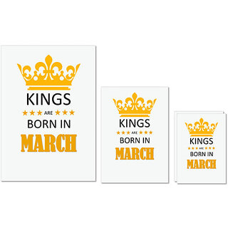 UDNAG Untearable Waterproof Stickers 155GSM 'Birthday | Kings are born in March' A4 x 1pc, A5 x 1pc & A6 x 2pc