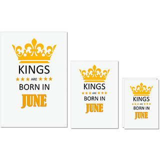                       UDNAG Untearable Waterproof Stickers 155GSM 'Birthday | Kings are born in june' A4 x 1pc, A5 x 1pc & A6 x 2pc                                              