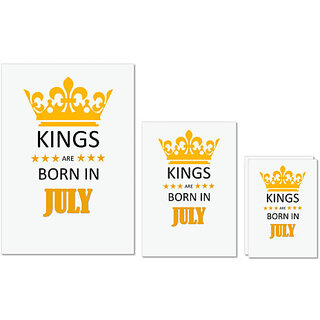 UDNAG Untearable Waterproof Stickers 155GSM 'Birthday | Kings are born in July' A4 x 1pc, A5 x 1pc & A6 x 2pc