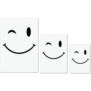                       UDNAG Untearable Waterproof Stickers 155GSM 'Smiley | emoji' A4 x 1pc, A5 x 1pc & A6 x 2pc                                              