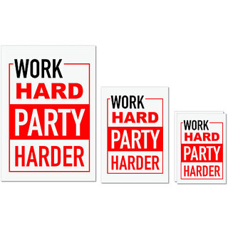 UDNAG Untearable Waterproof Stickers 155GSM 'Work hard party harder' A4 x 1pc, A5 x 1pc & A6 x 2pc UDNAG Untearable Waterproof Stickers 155GSM 'Work hard party harder' A4 x 1pc, A5 x 1pc & A6 x 2pc