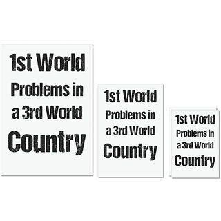                      UDNAG Untearable Waterproof Stickers 155GSM '1st world problem in 3rd world country' A4 x 1pc, A5 x 1pc & A6 x 2pc                                              