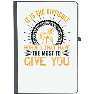                       UDNAG Ruled Notebook Diary 'Horse | It is the difficult horses that have the most to give you', [A5 80Pages 80GSM]                                              