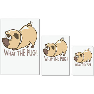                       UDNAG Untearable Waterproof Stickers 155GSM 'Pug | What the pug !' A4 x 1pc, A5 x 1pc & A6 x 2pc                                              