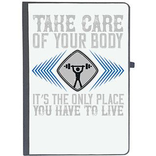                       UDNAG Ruled Notebook Diary 'Gym | Take care of your body. Its the only place you have to live', [A5 80Pages 80GSM]                                              