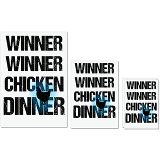                       UDNAG Untearable Waterproof Stickers 155GSM 'Winner winner chicken dinner' A4 x 1pc, A5 x 1pc & A6 x 2pc                                              