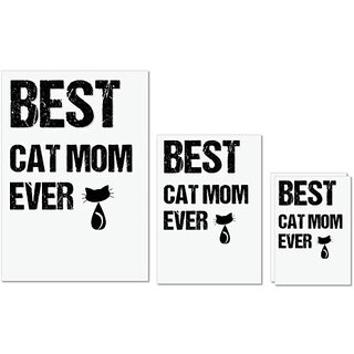                       UDNAG Untearable Waterproof Stickers 155GSM 'Cat mom | Best Cat Mom Ever' A4 x 1pc, A5 x 1pc & A6 x 2pc                                              