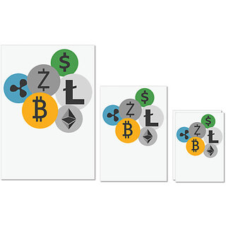                       UDNAG Untearable Waterproof Stickers 155GSM 'Cryptocurrency' A4 x 1pc, A5 x 1pc & A6 x 2pc                                              