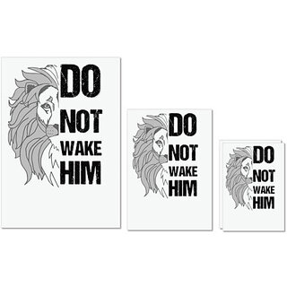                       UDNAG Untearable Waterproof Stickers 155GSM 'Lion | Do not wake him' A4 x 1pc, A5 x 1pc & A6 x 2pc                                              