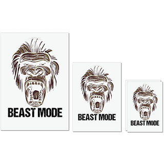                       UDNAG Untearable Waterproof Stickers 155GSM 'Beast mode | Ape Beast Mode' A4 x 1pc, A5 x 1pc & A6 x 2pc                                              