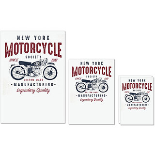                       UDNAG Untearable Waterproof Stickers 155GSM 'New York Motorcycle' A4 x 1pc, A5 x 1pc & A6 x 2pc                                              