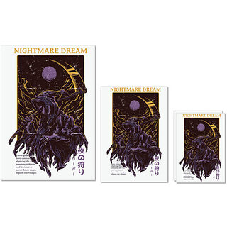                       UDNAG Untearable Waterproof Stickers 155GSM 'Death | Nightmare Dream' A4 x 1pc, A5 x 1pc & A6 x 2pc                                              
