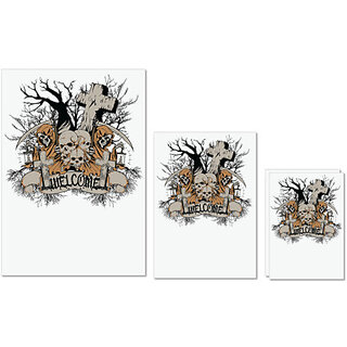                       UDNAG Untearable Waterproof Stickers 155GSM 'Death | Welcome death' A4 x 1pc, A5 x 1pc & A6 x 2pc                                              