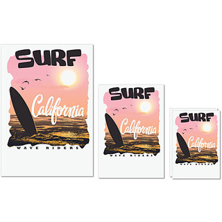                       UDNAG Untearable Waterproof Stickers 155GSM 'California | Surf California' A4 x 1pc, A5 x 1pc & A6 x 2pc                                              