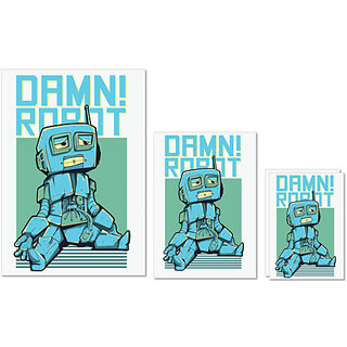                       UDNAG Untearable Waterproof Stickers 155GSM 'Robot | Damn Robot' A4 x 1pc, A5 x 1pc & A6 x 2pc                                              
