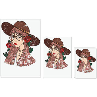                      UDNAG Untearable Waterproof Stickers 155GSM 'Aamerican Dream | Girl and rose' A4 x 1pc, A5 x 1pc & A6 x 2pc                                              