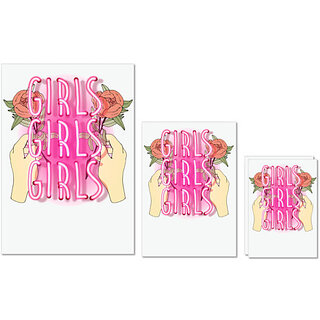                       UDNAG Untearable Waterproof Stickers 155GSM 'Girls and rose' A4 x 1pc, A5 x 1pc & A6 x 2pc                                              