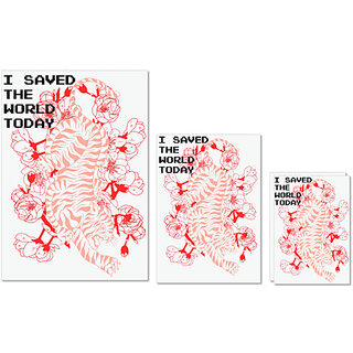                       UDNAG Untearable Waterproof Stickers 155GSM 'I save the world today' A4 x 1pc, A5 x 1pc & A6 x 2pc                                              
