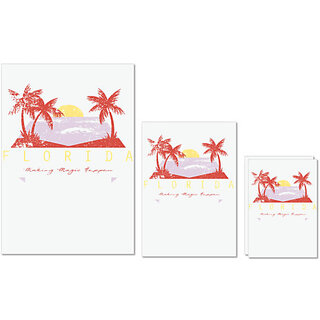                       UDNAG Untearable Waterproof Stickers 155GSM 'Beach | Sea and coconut tree' A4 x 1pc, A5 x 1pc & A6 x 2pc                                              