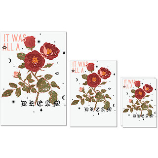                       UDNAG Untearable Waterproof Stickers 155GSM 'Flower | It was all dream and rose' A4 x 1pc, A5 x 1pc & A6 x 2pc                                              