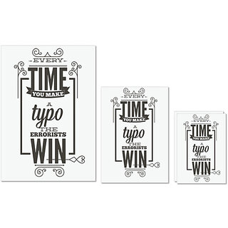                       UDNAG Untearable Waterproof Stickers 155GSM 'Every time you make a typo the errorists win' A4 x 1pc, A5 x 1pc & A6 x 2pc                                              