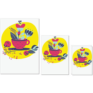                       UDNAG Untearable Waterproof Stickers 155GSM 'Flowers | Flower pot' A4 x 1pc, A5 x 1pc & A6 x 2pc                                              
