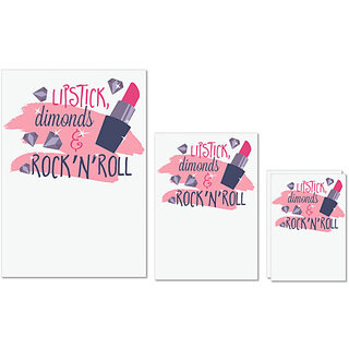                       UDNAG Untearable Waterproof Stickers 155GSM 'Makeup | lipstick Diamond and rock n roll' A4 x 1pc, A5 x 1pc & A6 x 2pc                                              