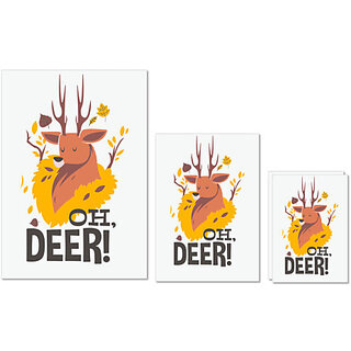                       UDNAG Untearable Waterproof Stickers 155GSM 'Oh Deer' A4 x 1pc, A5 x 1pc & A6 x 2pc                                              