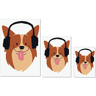                       UDNAG Untearable Waterproof Stickers 155GSM 'Cat Music | Cat listning Music' A4 x 1pc, A5 x 1pc & A6 x 2pc                                              