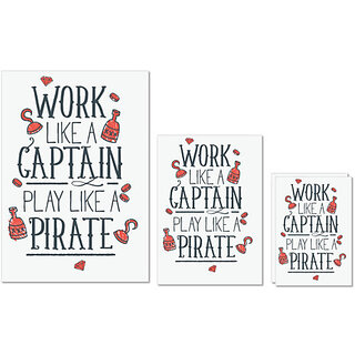                       UDNAG Untearable Waterproof Stickers 155GSM 'Work like a captain play like a pirate' A4 x 1pc, A5 x 1pc & A6 x 2pc                                              