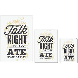                       UDNAG Untearable Waterproof Stickers 155GSM 'I cant talk right now, ate some garlic' A4 x 1pc, A5 x 1pc & A6 x 2pc                                              