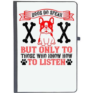                       UDNAG Ruled Notebook Diary 'Dog | Dogs do speak, but only to those who know how to listen', [A5 80Pages 80GSM]                                              