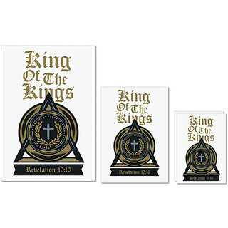                       UDNAG Untearable Waterproof Stickers 155GSM 'Christian cross | King of the kings' A4 x 1pc, A5 x 1pc & A6 x 2pc                                              